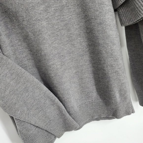 Banana Republic Factory Sweater XS Grey Long Ruffle Sleeve Crew Neck Wool Blend - Picture 5 of 9